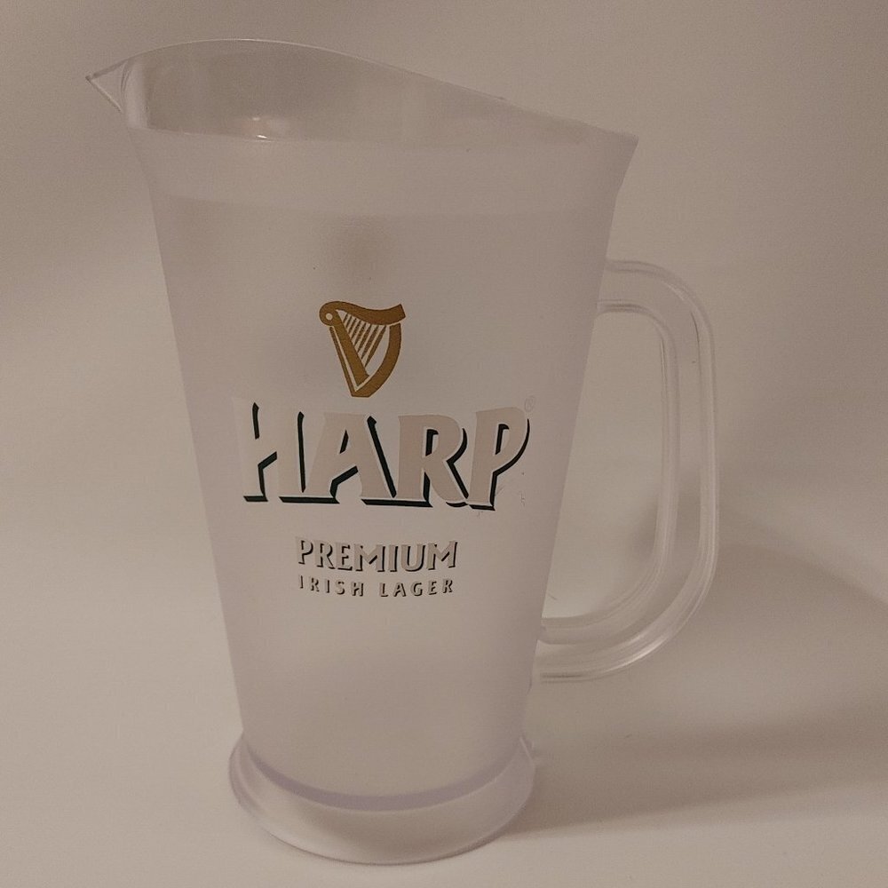 LARGE HARP Premium Irish Lager Acrylic Beer Pitcher Frosted